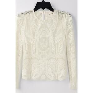 Mason by Michelle Lace Long Sleeve Top in White. Size 4.